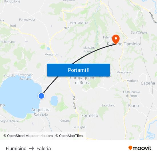 Fiumicino to Faleria map