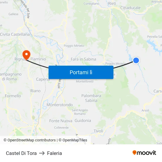 Castel Di Tora to Faleria map