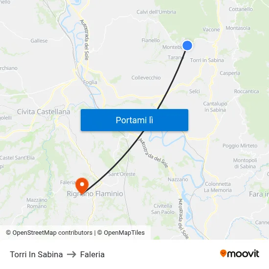 Torri In Sabina to Faleria map