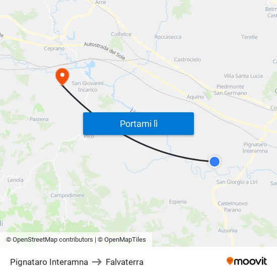 Pignataro Interamna to Falvaterra map