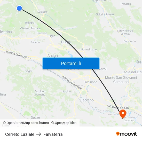 Cerreto Laziale to Falvaterra map