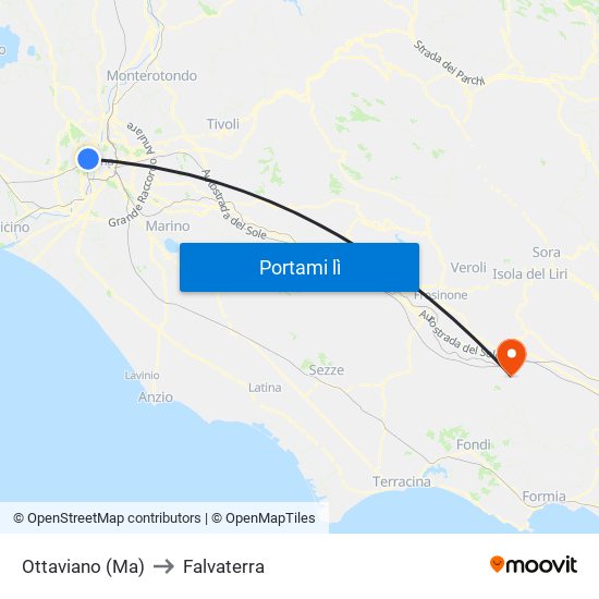Ottaviano (Ma) to Falvaterra map