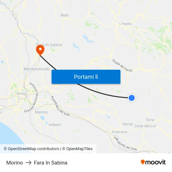 Morino to Fara In Sabina map