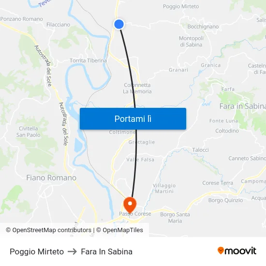 Poggio Mirteto to Fara In Sabina map