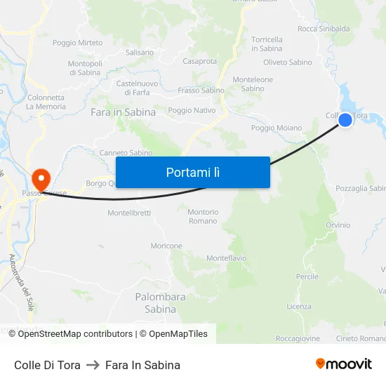 Colle Di Tora to Fara In Sabina map
