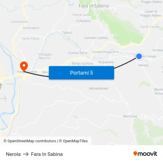 Nerola to Fara In Sabina map