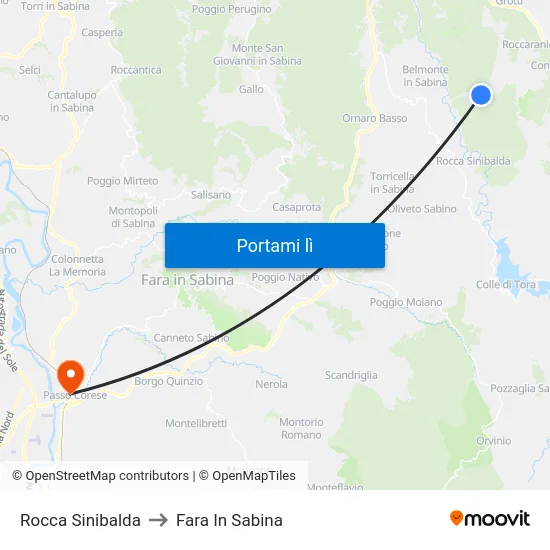 Rocca Sinibalda to Fara In Sabina map