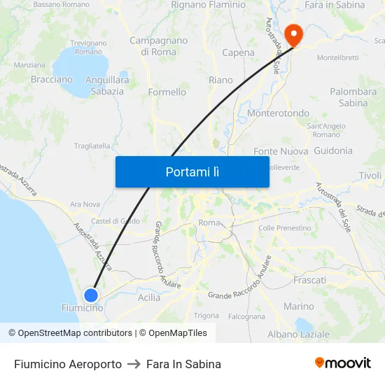 Fiumicino Aeroporto to Fara In Sabina map