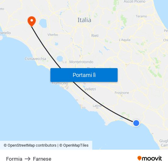 Formia to Farnese map