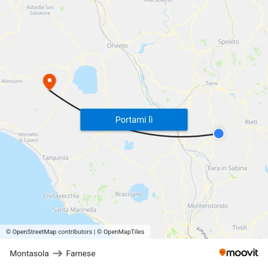 Montasola to Farnese map