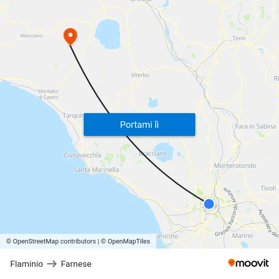 Flaminio to Farnese map