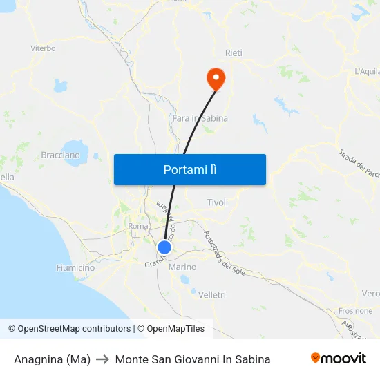 Anagnina (Ma) to Monte San Giovanni In Sabina map