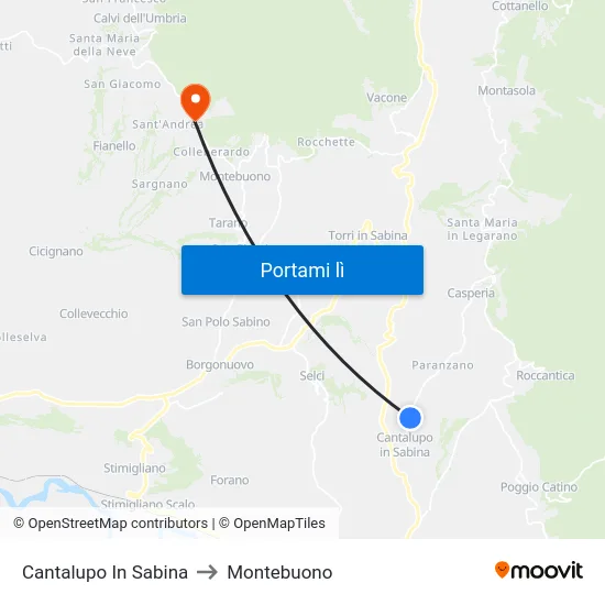 Cantalupo In Sabina to Montebuono map