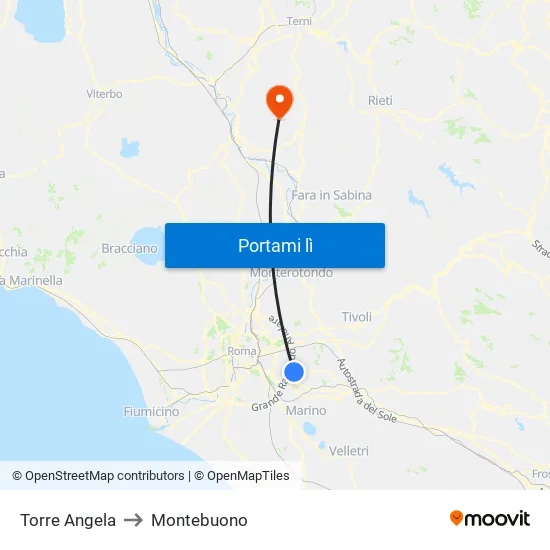 Torre Angela to Montebuono map