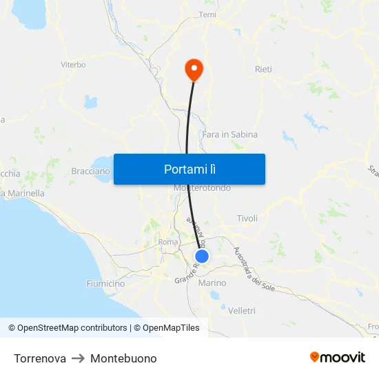 Torrenova to Montebuono map