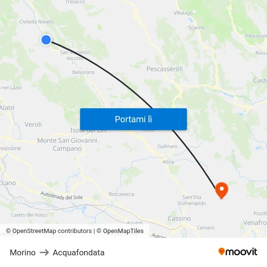 Morino to Acquafondata map