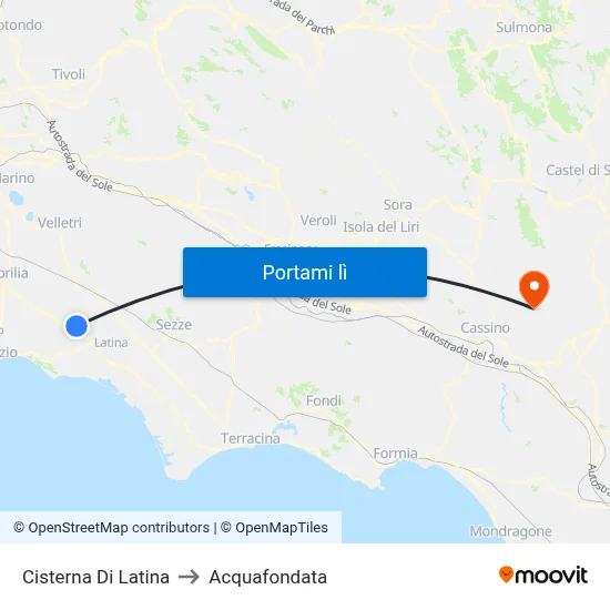 Cisterna Di Latina to Acquafondata map