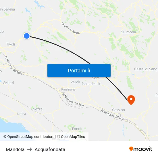 Mandela to Acquafondata map