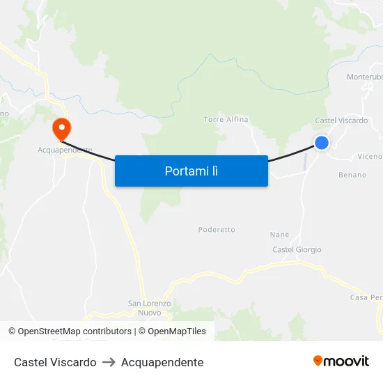 Castel Viscardo to Acquapendente map