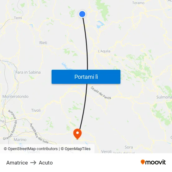 Amatrice to Acuto map