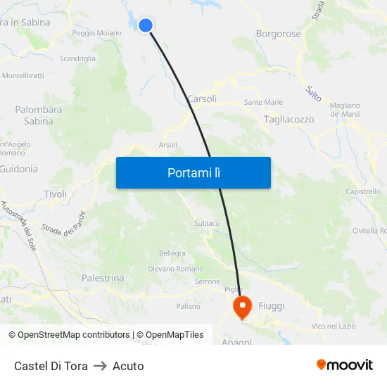 Castel Di Tora to Acuto map