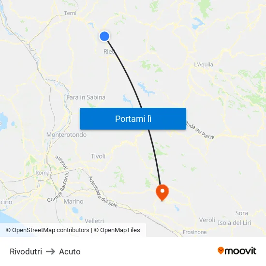 Rivodutri to Acuto map