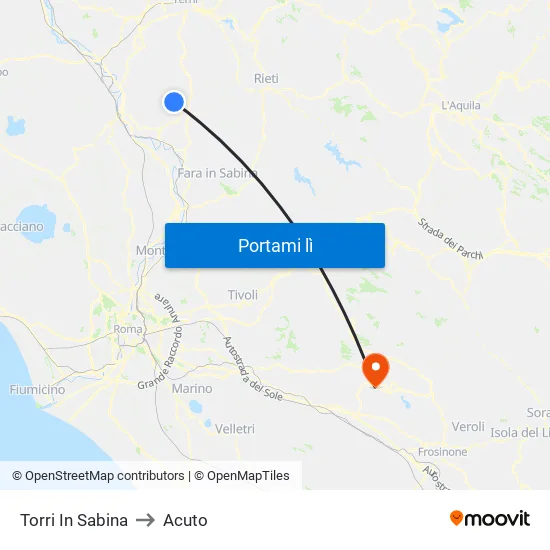 Torri In Sabina to Acuto map