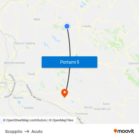 Scoppito to Acuto map