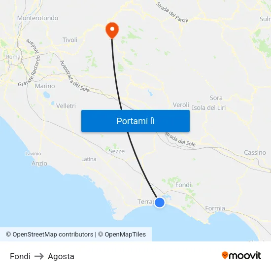 Fondi to Agosta map