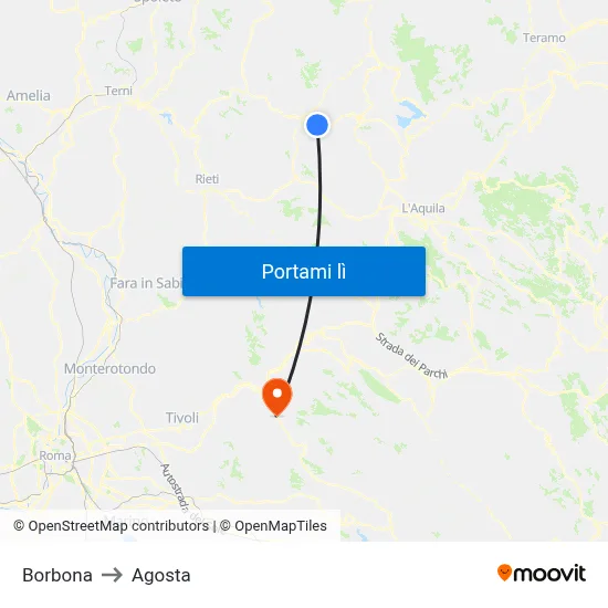 Borbona to Agosta map