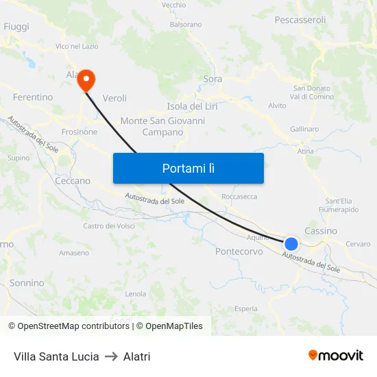 Villa Santa Lucia to Alatri map