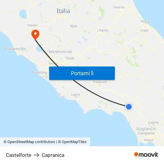 Castelforte to Capranica map