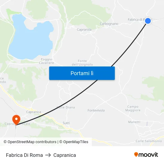 Fabrica Di Roma to Capranica map