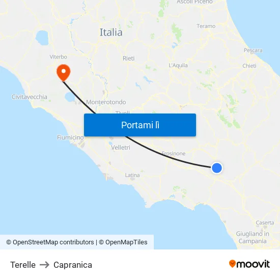 Terelle to Capranica map