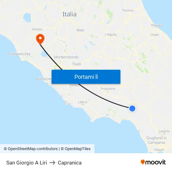 San Giorgio A Liri to Capranica map