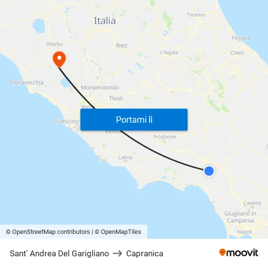 Sant' Andrea Del Garigliano to Capranica map