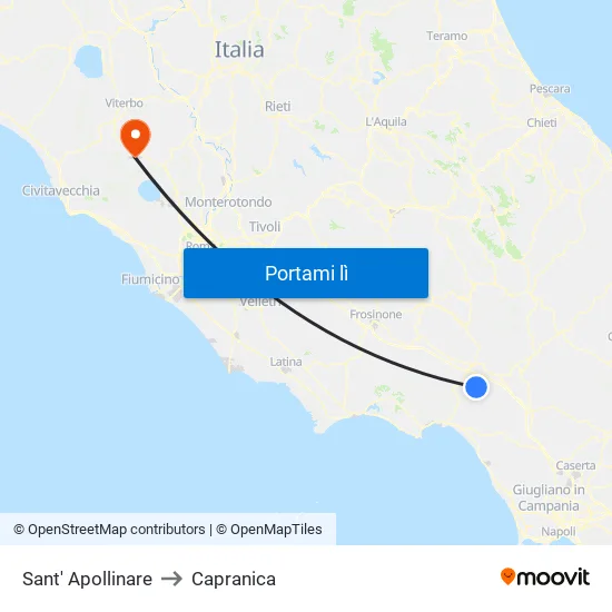 Sant' Apollinare to Capranica map