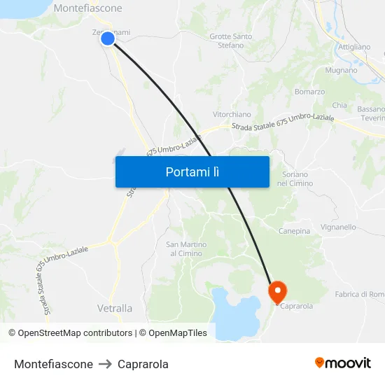 Montefiascone to Caprarola map