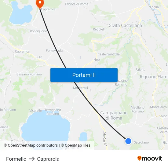 Formello to Caprarola map