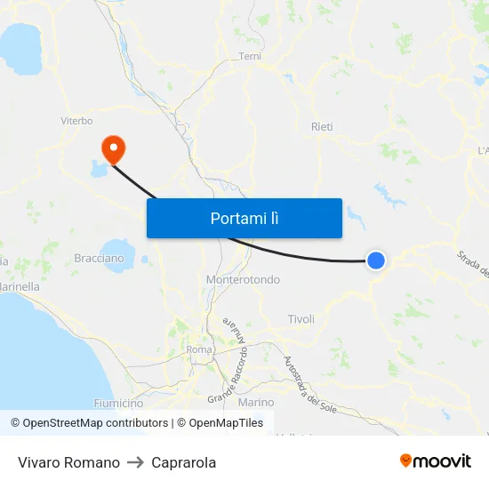 Vivaro Romano to Caprarola map