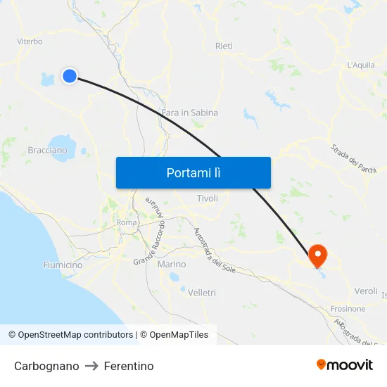Carbognano to Ferentino map