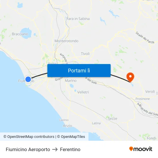 Fiumicino Aeroporto to Ferentino map