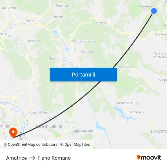Amatrice to Fiano Romano map