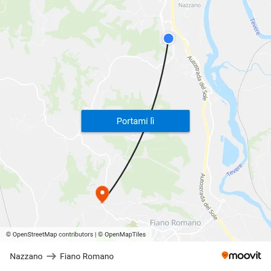 Nazzano to Fiano Romano map