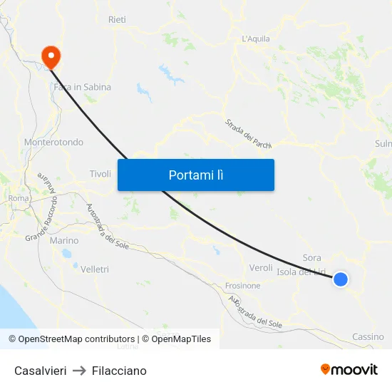 Casalvieri to Filacciano map