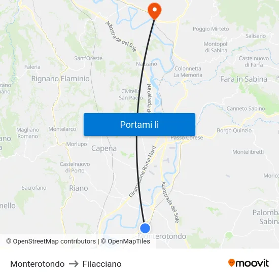 Monterotondo to Filacciano map