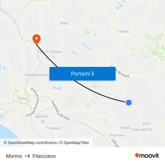 Morino to Filacciano map
