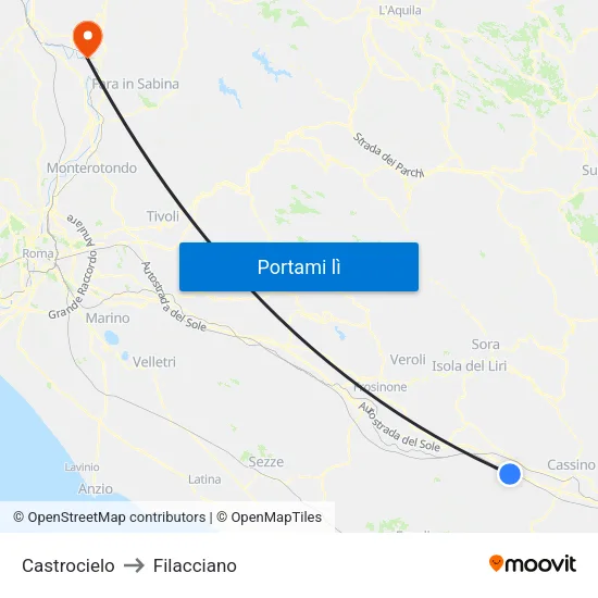 Castrocielo to Filacciano map