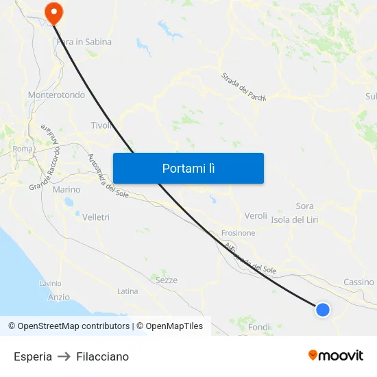 Esperia to Filacciano map