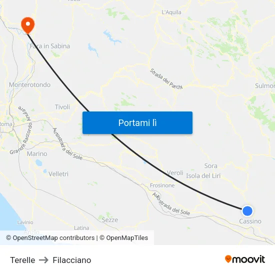 Terelle to Filacciano map